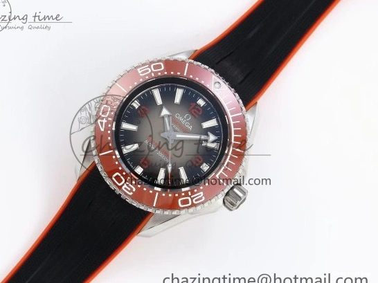 0313 Premium SEAMASTER PLANET OCEAN 6000M ULTRA DEEP 45.5MM SS TF 1:1 BEST EDITION GRAY DIAL ORANGE BEZEL ON RUBBER STRAP A 7761
